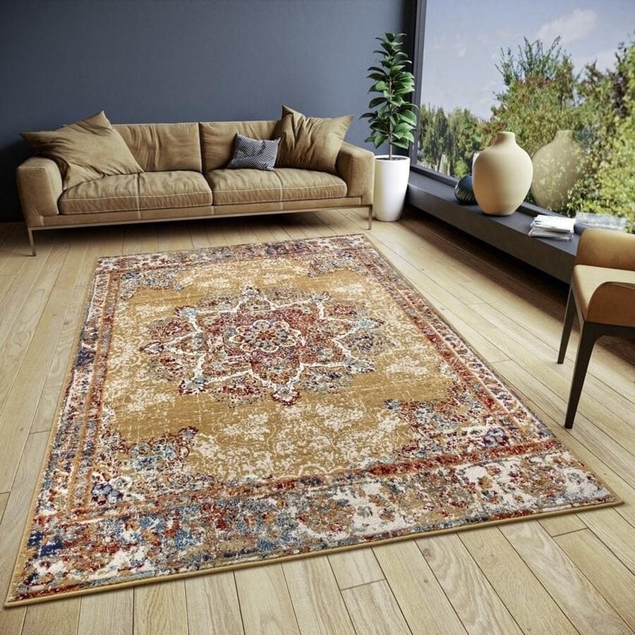Flycarpets Klassiek Vintage Vloerkleed Maderno Rood Multi 120x170 cm Perzisch Tapijt Laagpolig Woonkamer