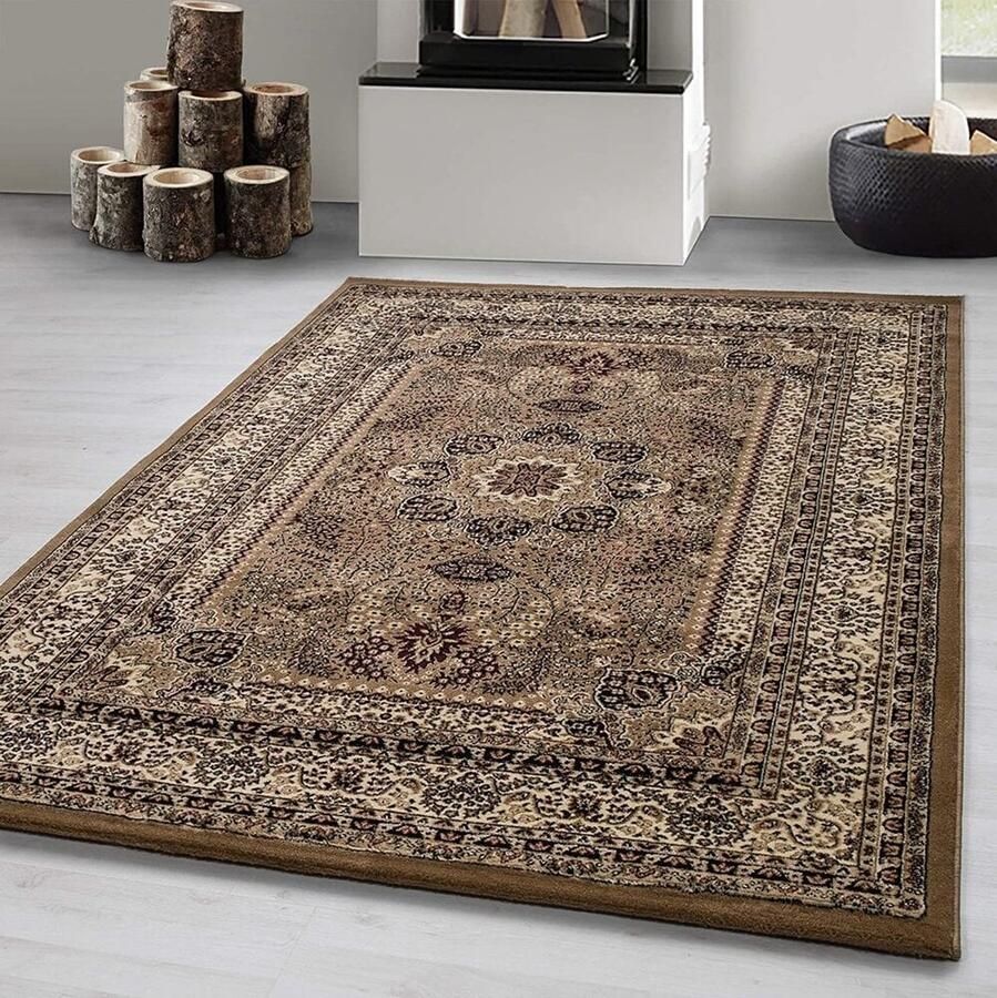 Flycarpets Klassiek Vloerkleed Marrakesh Beige 300x400 cm Oosters motief Perzisch Tapijt Laagpolig Retro Kleed Woonkamer