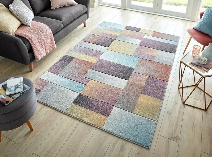 Flycarpets Kleurrijk Vloerkleed Lilia Laagpolig Geblokt Multi 160x230 cm