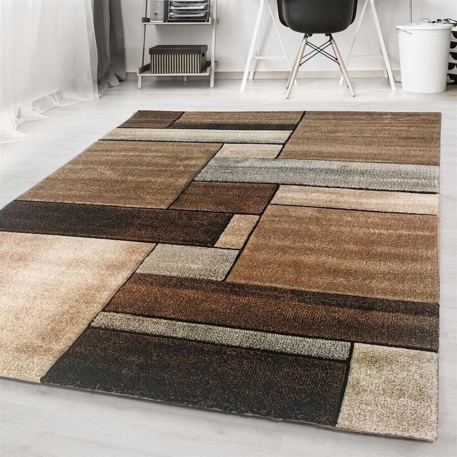 Flycarpets Kristal Modern Vloerkleed Bruin Beige Grijs Laagpolig 240x340 cm