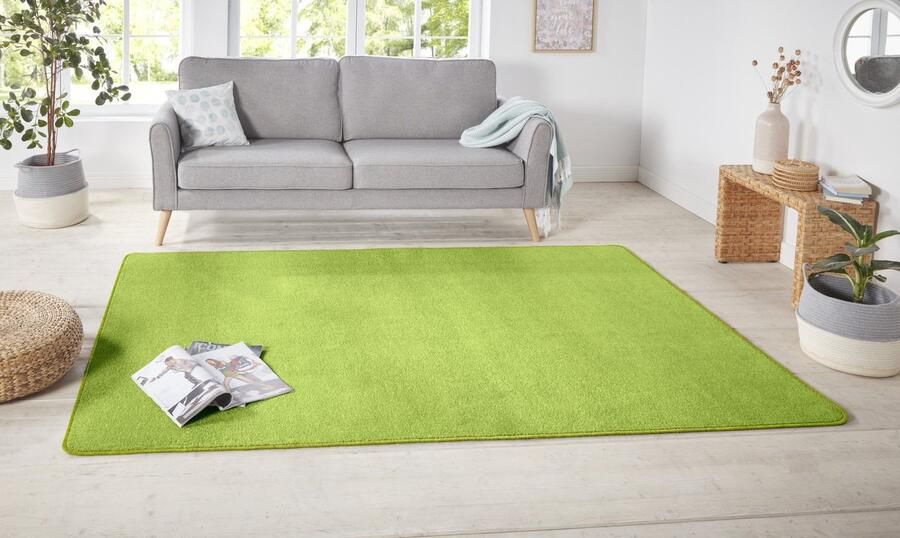 Flycarpets Laagpolig Effen Uni Vloerkleed Nasty Groen 140x200 cm