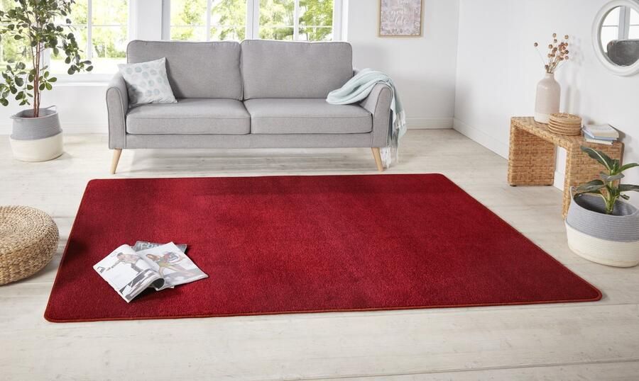 Flycarpets Laagpolig Effen Uni Vloerkleed Nasty Rood 160x240 cm