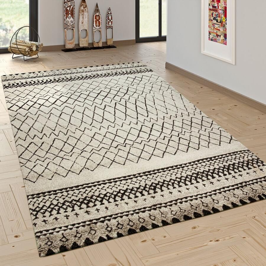 Flycarpets Laagpolig Gabbeh Vloerkleed Creme