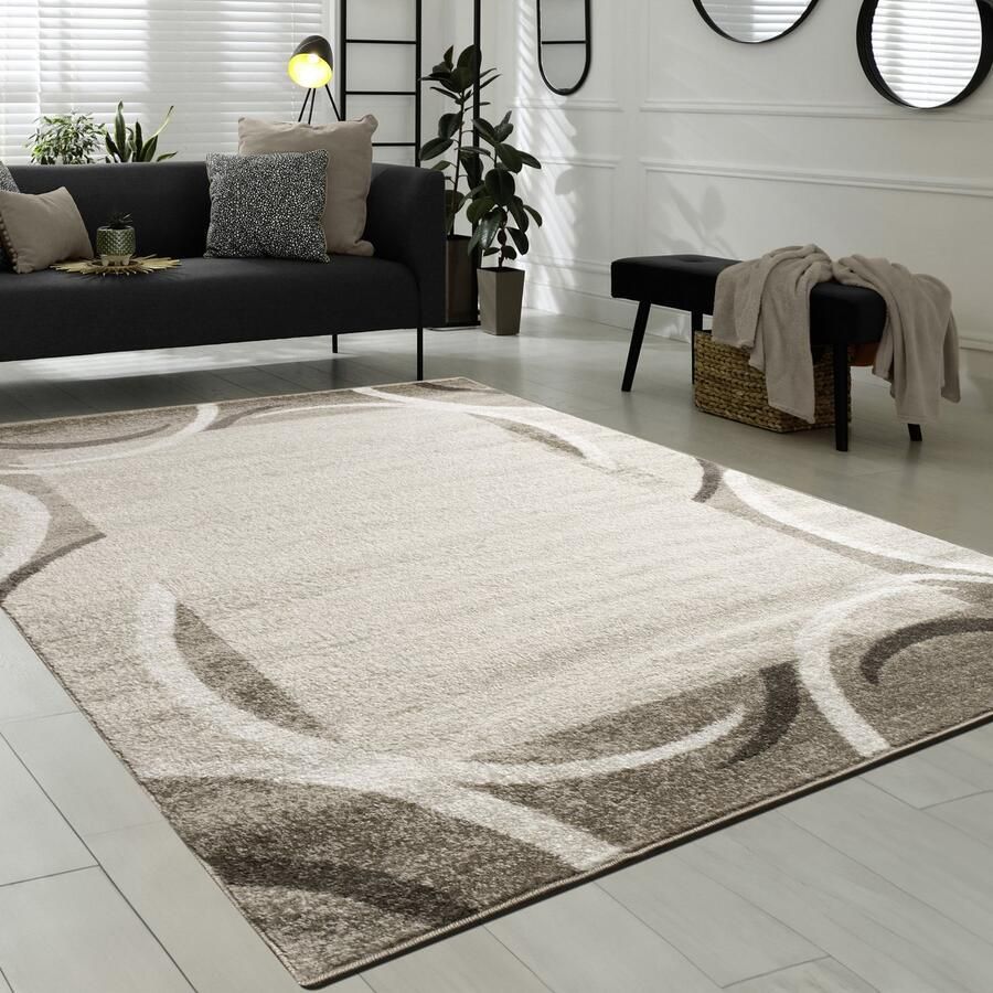 Flycarpets Laagpolig Modern Vloerkleed Sinovo Kader Bruin