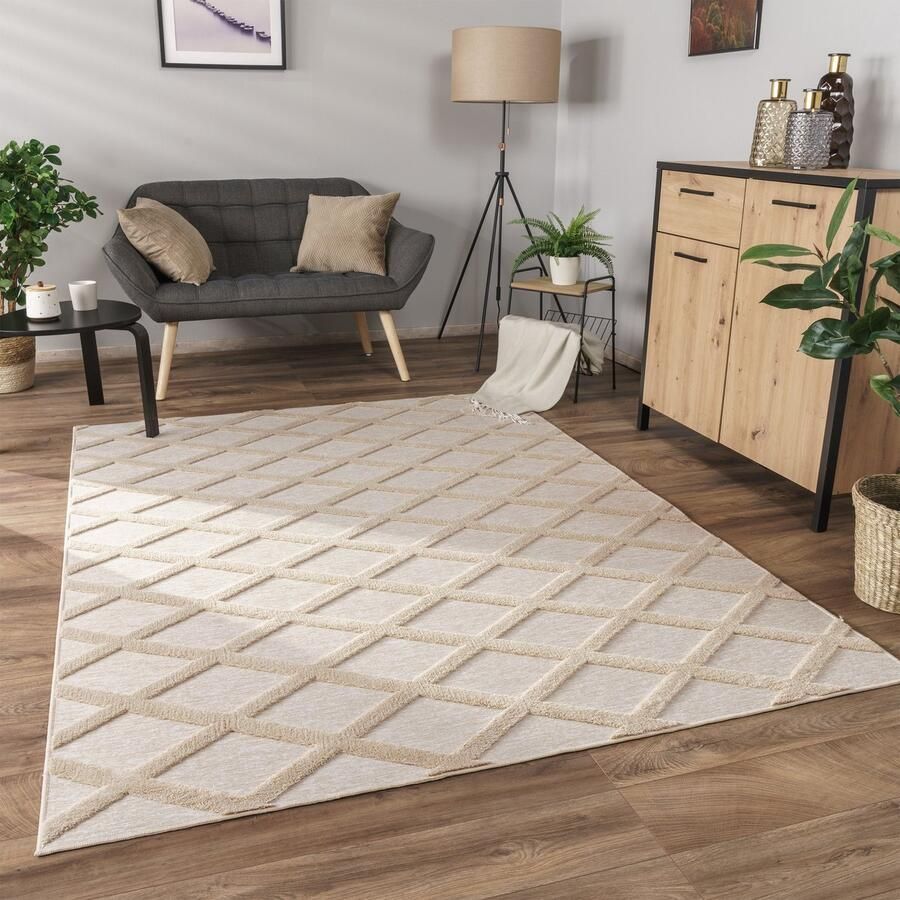 Flycarpets Laagpolig Modern Vloerkleed Utrilia Beige