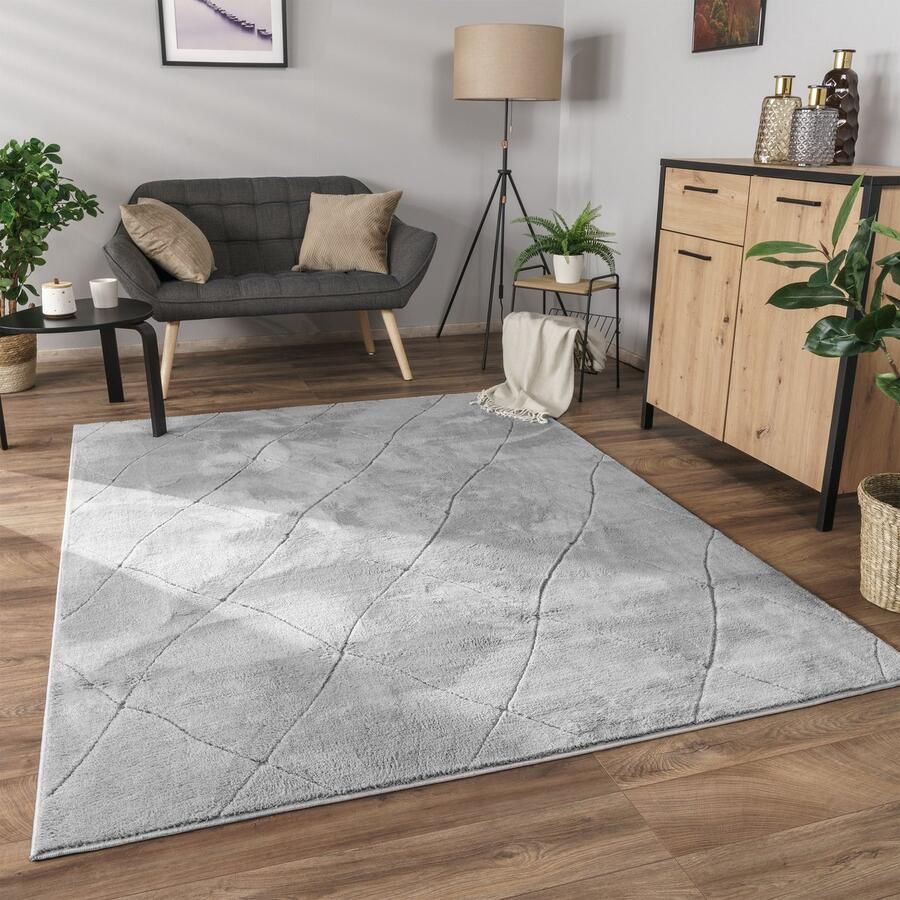 Flycarpets Laagpolig Modern Vloerkleed Utrilia Grijs