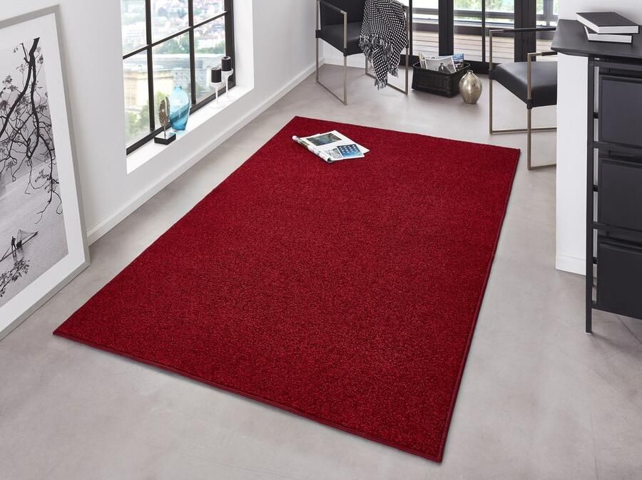 Flycarpets Laagpolig Velours Vloerkleed Designer Pure Rood 140x200 cm