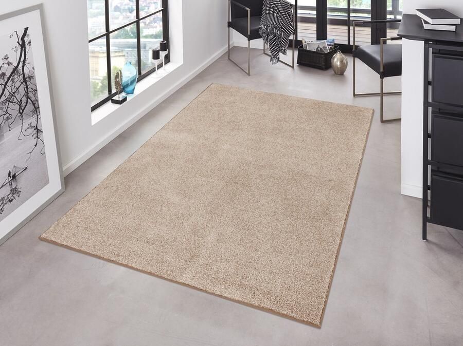 Flycarpets Laagpolig Velours Vloerkleed Designer Pure Taupe Creme 140x200 cm