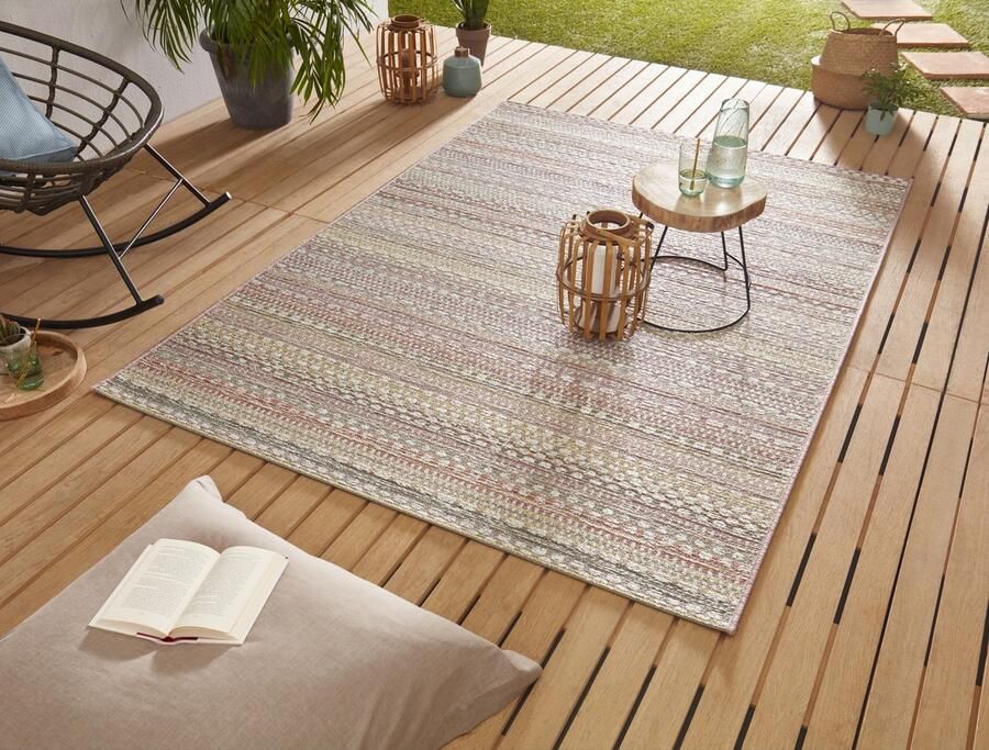 Flycarpets Laagpolig vloerkleed Binnen en buitenkleed Design Pine Multi 120x170 cm