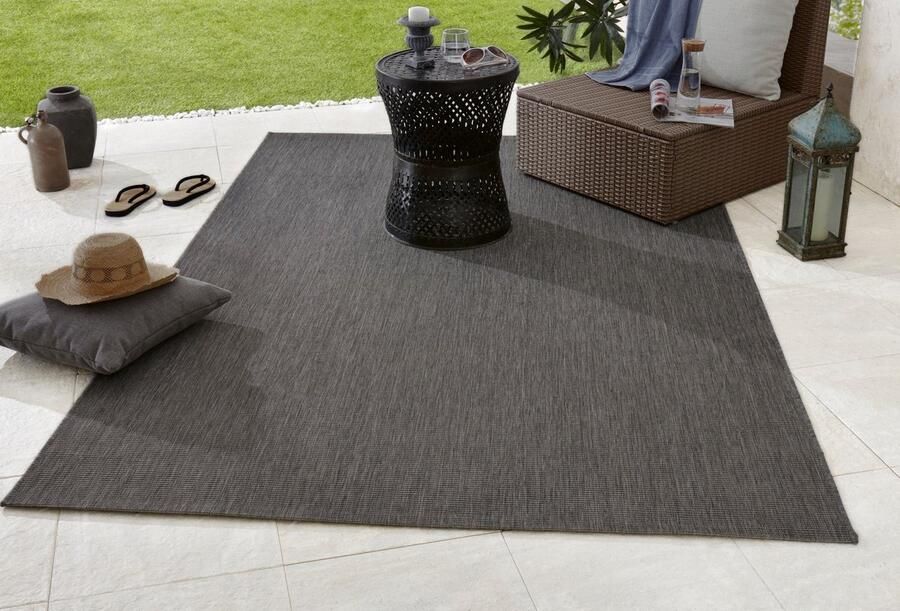 Flycarpets Laagpolig vloerkleed Binnen en buitenkleed Match Antraciet 240x340 cm