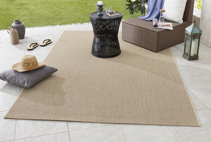 Flycarpets Laagpolig vloerkleed Binnen en buitenkleed Match Beige 80x200 cm