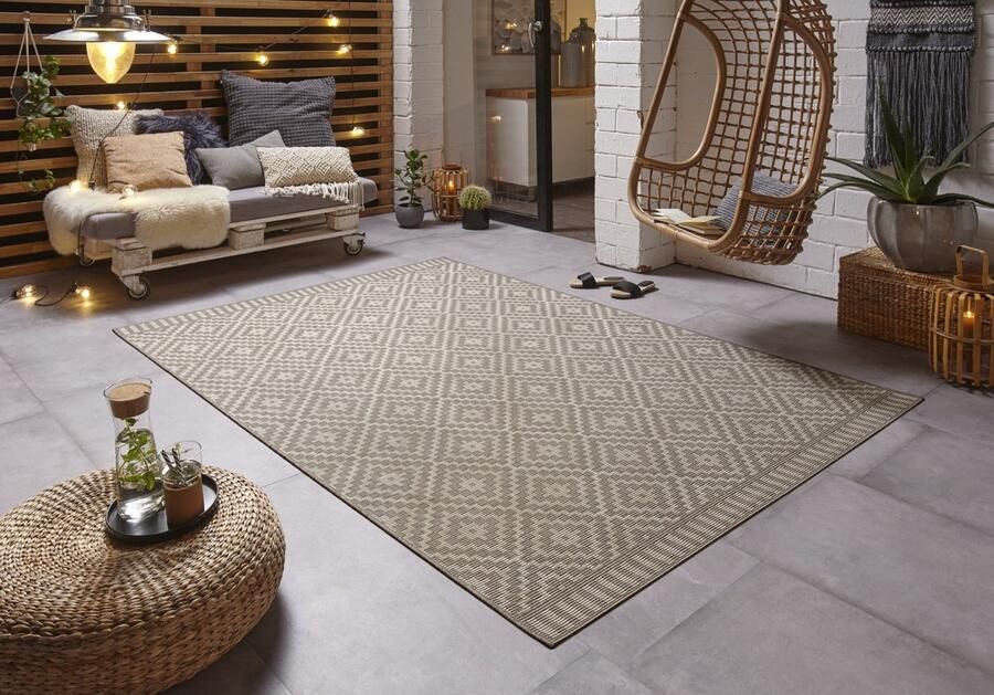 Flycarpets Laagpolig vloerkleed Breeze Binnen & Buitenkleed Beige 120x170 cm