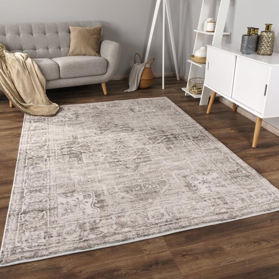 Flycarpets Laagpolig Vloerkleed Cameris Vintage Design Beige