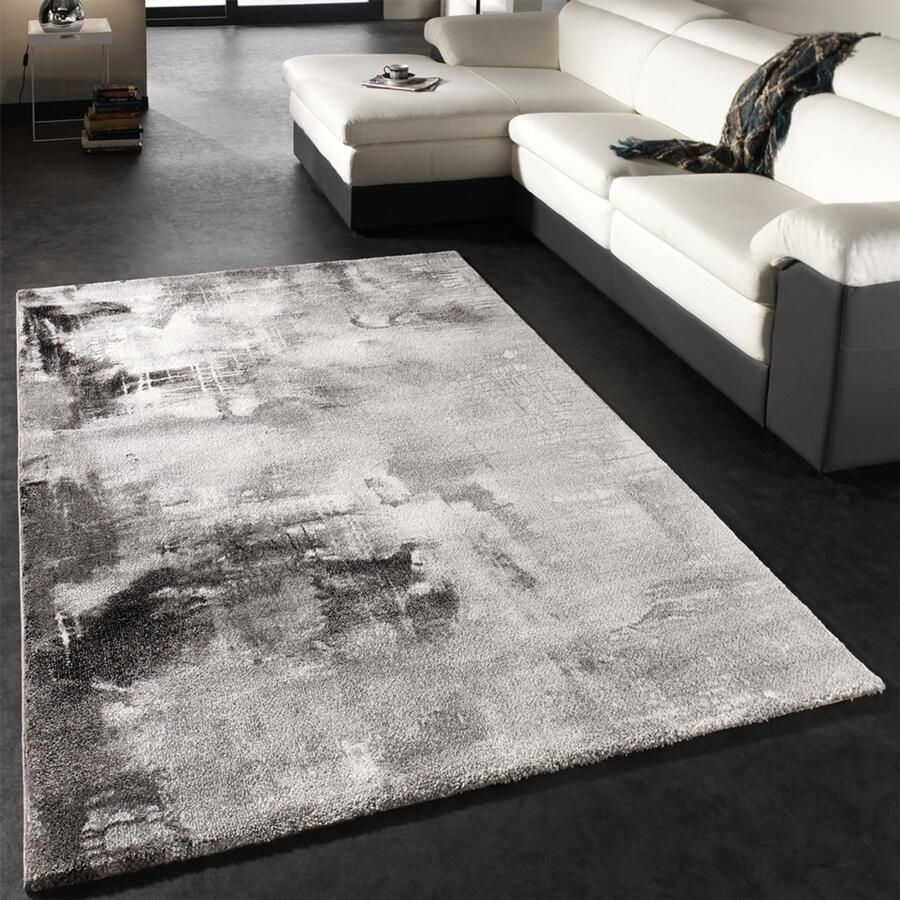 Paco Home Vloerkleed Modern Designervloerkleed Canvas-Look Grijs Zwart Wit Gemêleerd 120x170 cm - Foto 2