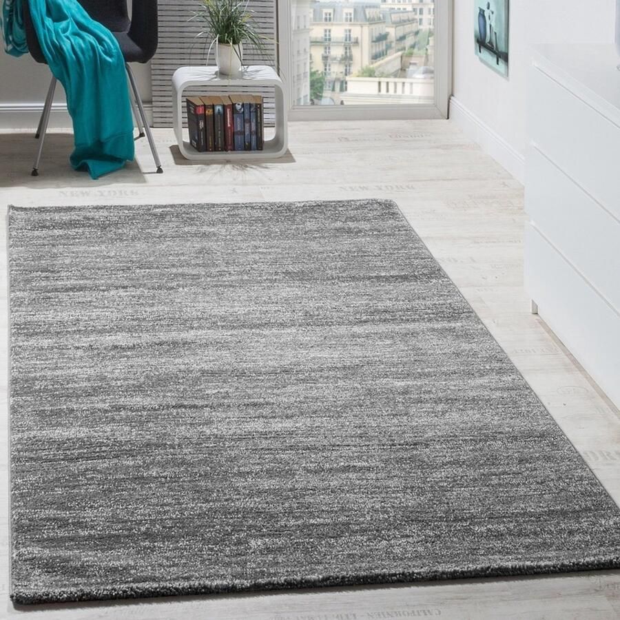 Flycarpets Laagpolig Vloerkleed Eceria Gemeleerd Modern Grijs