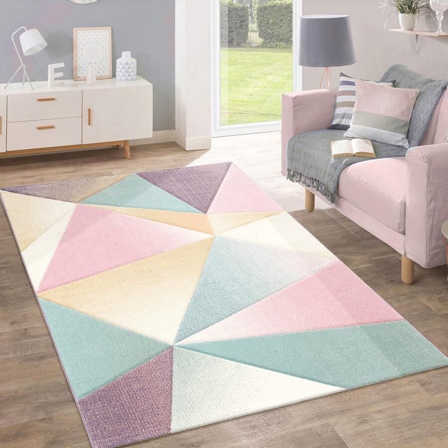 Flycarpets Laagpolig Vloerkleed Kosaro Geometrisch Multi
