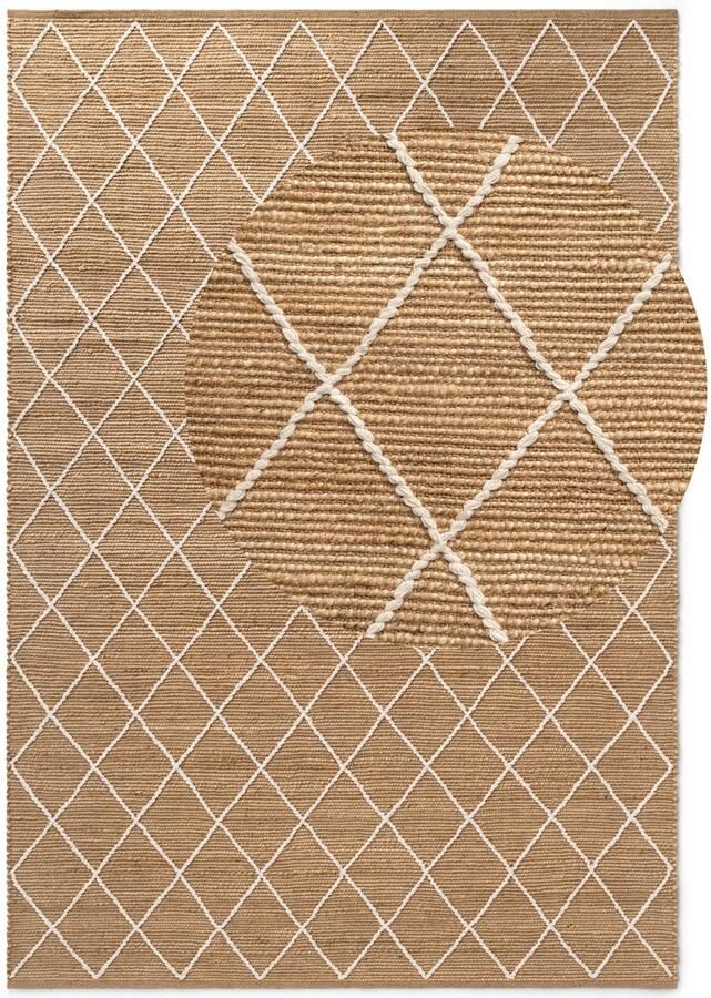Flycarpets Laagpolig Vloerkleed Kunu Jute Naturel Goud Wit 120x180 cm - Foto 2