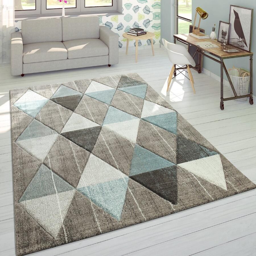 Flycarpets Laagpolig Vloerkleed Lareva Geometrisch Design Beige
