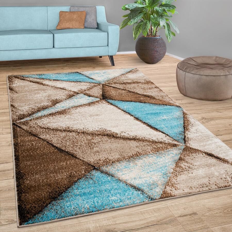 Flycarpets Laagpolig Vloerkleed Metr Geo Bruin