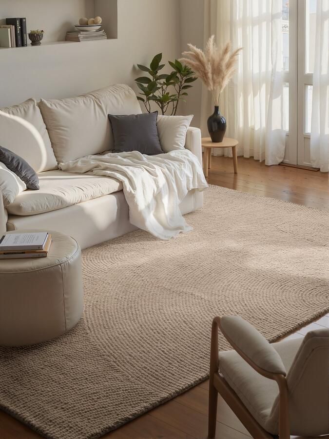 Flycarpets Laagpolig Wollen Vloerkleed Eleni Beige 200x300 cm