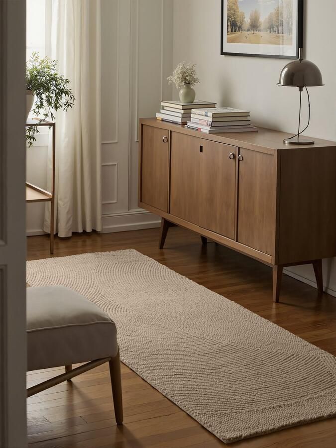 Flycarpets Laagpolig Wollen Vloerkleed Eleni Beige 80x200 cm