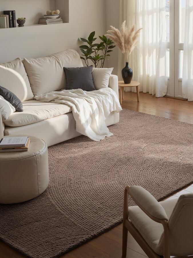 Flycarpets Laagpolig Wollen Vloerkleed Eleni Taupe 120x180 cm