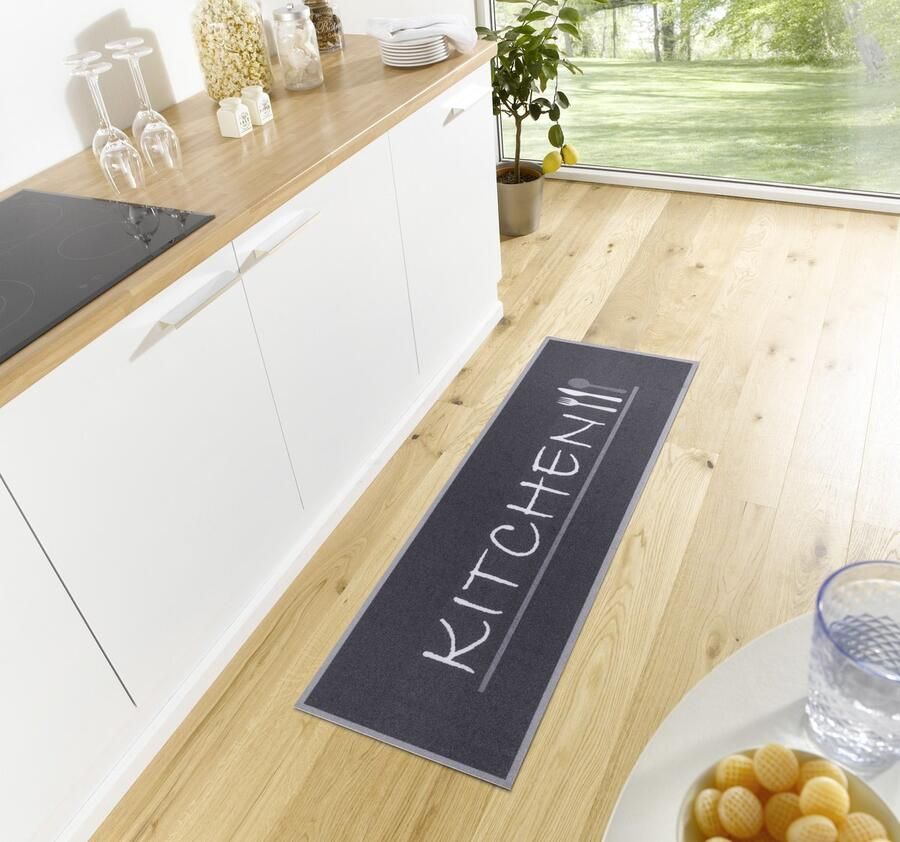 Flycarpets Loper Keuken Kitchen Zwart 50x150 cm