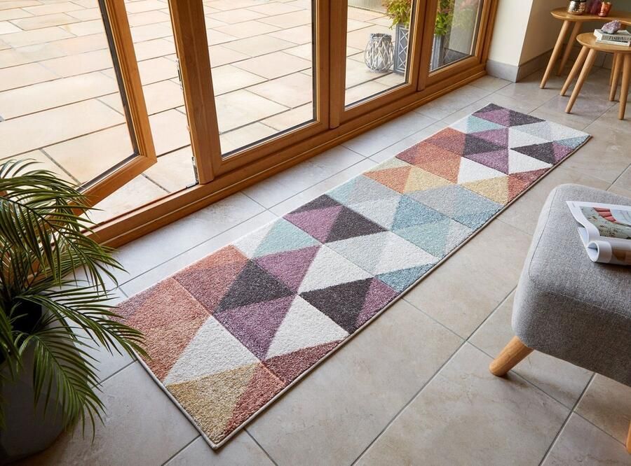 Flycarpets Loper Kleurrijk Vloerkleed Eliza Laagpolig Geometrisch Multi 60x230 cm