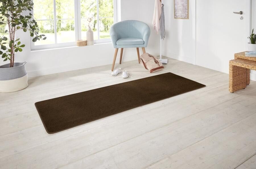 Flycarpets Loper Laagpolig Effen Uni Vloerkleed Nasty Bruin 80x150 cm
