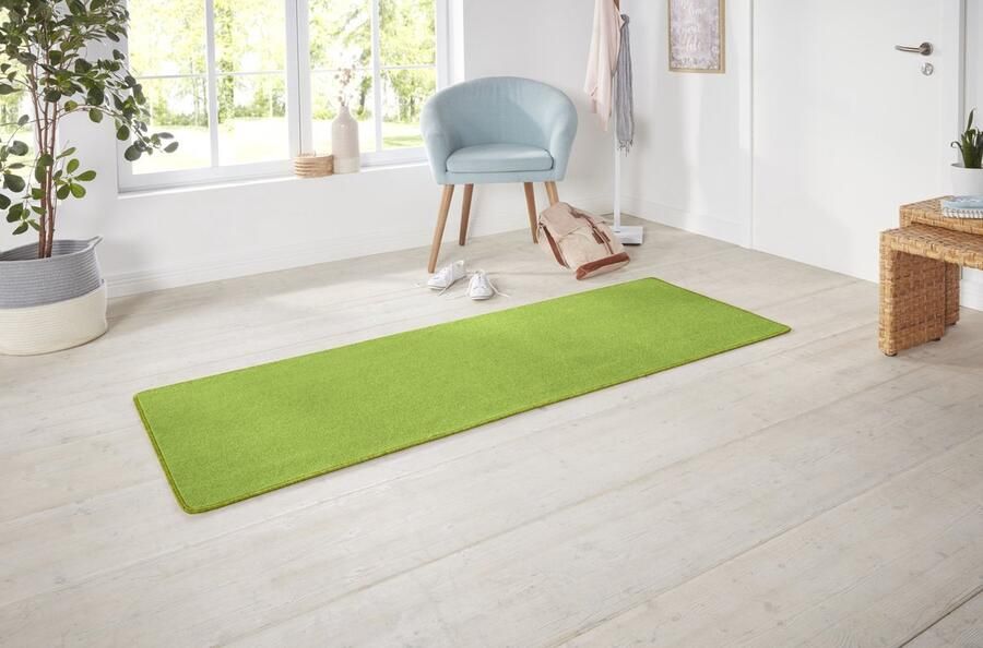 Flycarpets Loper Laagpolig Effen Uni Vloerkleed Nasty Groen 80x300 cm