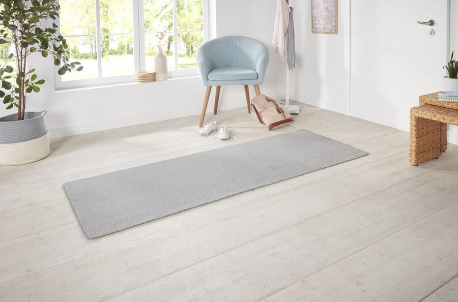 Flycarpets Loper Laagpolig Effen Uni Vloerkleed Nasty Zilver 80x200 cm