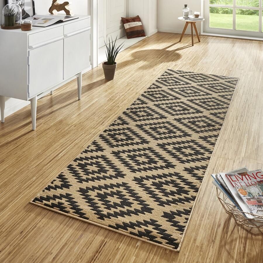 Flycarpets Loper laagpolig Nordic Designer Velours Bruin 80x400 cm