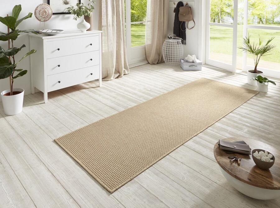 Flycarpets Loper Laagpolig Sisal Look Geschikt voor Binnen & Buiten Beige 80x350 cm