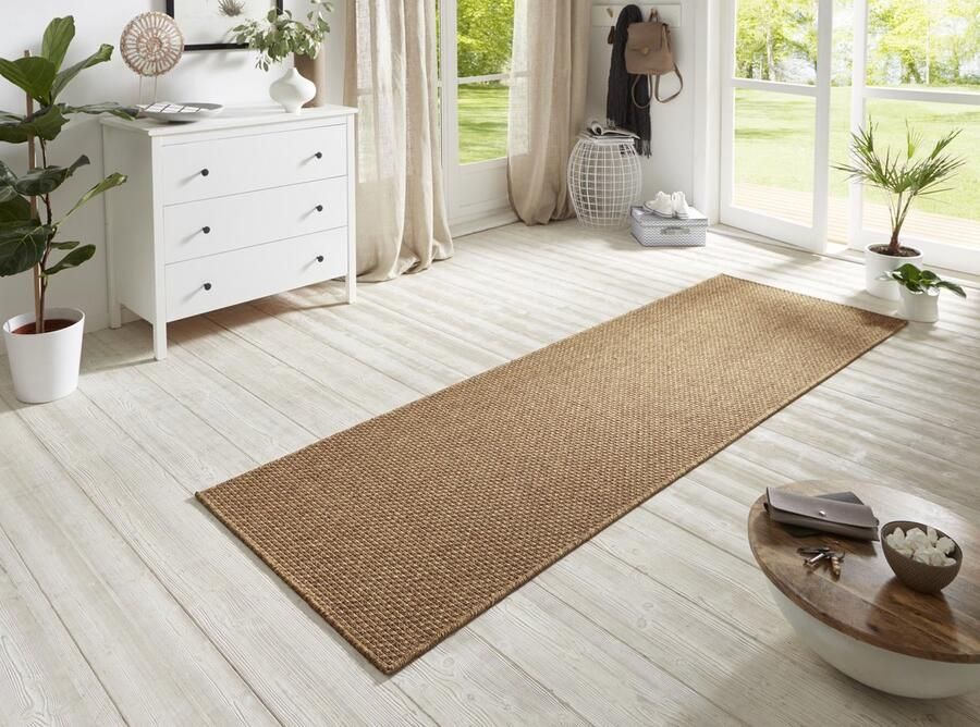 Flycarpets Loper Laagpolig Sisal Look Geschikt voor Binnen & Buiten Bruin 80x350 cm