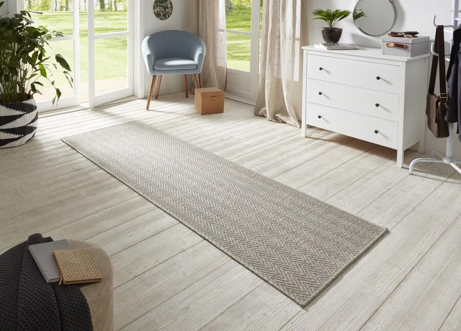 Flycarpets Loper Laagpolig Sisal Look Geschikt voor Binnen & Buiten Grijs Multi 80x500 cm