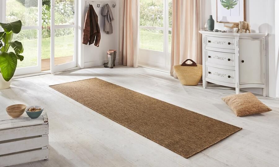 Flycarpets Loper Laagpolig Sisal Look Geschikt voor Binnen & Buiten Nature Bruin 80x350 cm