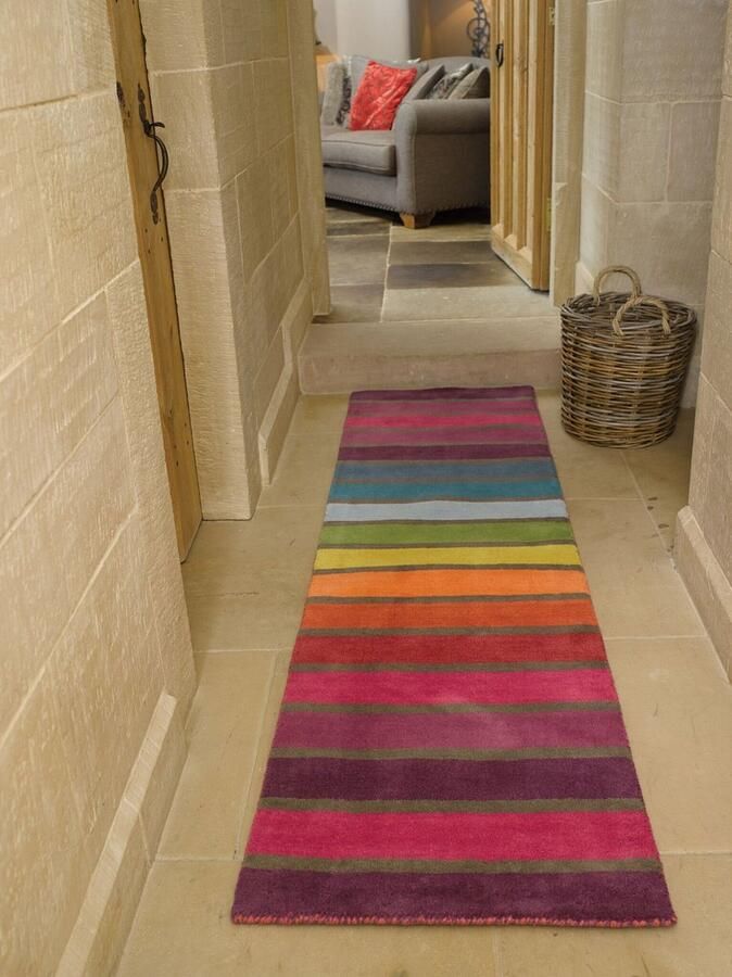 Flycarpets Loper Modern Vloerkleed Candy Laagpolig Gestreept Multi 60x230 cm