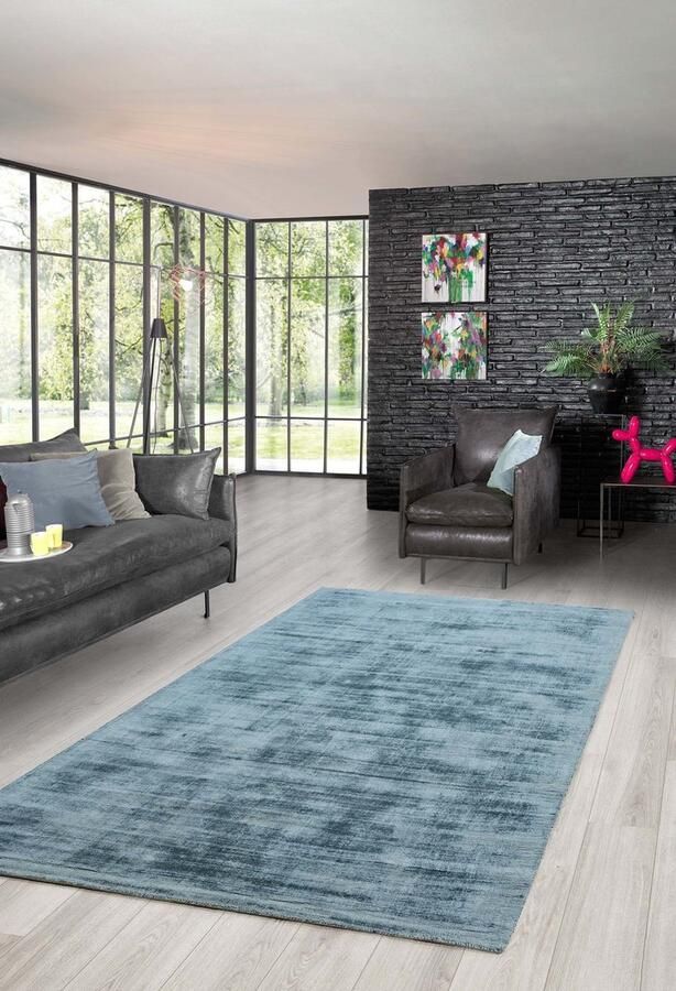 Flycarpets Viscose Vloerkleed Lumbini Effen Handgeweven Viscose Zilver 200x290 cm - Foto 2