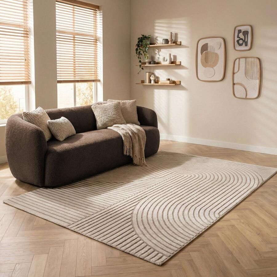 Flycarpets Eliora Vloerkleed Modern Japandi Beige Laagpolig Tapijt Woonkamer 160x230 cm - Foto 2