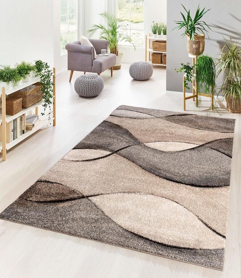 Flycarpets Nova Modern vloerkleed Beige Grijs Taupe 160x230 cm Laagpolig Tapijt Woonkamer