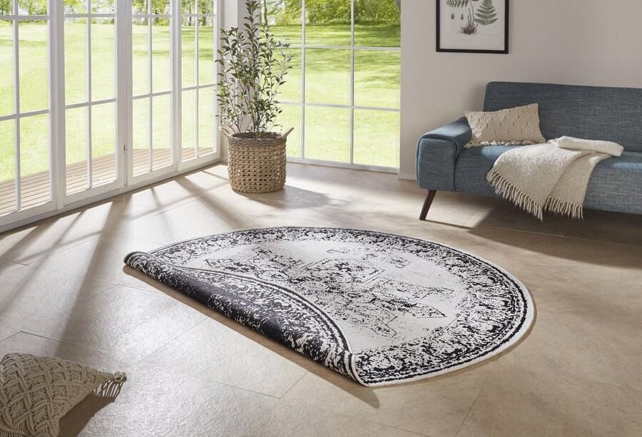 Flycarpets Omkeerbaar Rond Vloerkleed Coron Groen 140x140 cm
