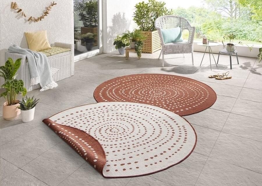 Flycarpets Omkeerbaar Vloerkleed Binnen & Buitenkleed Bali- Terra Creme 140x140 cm