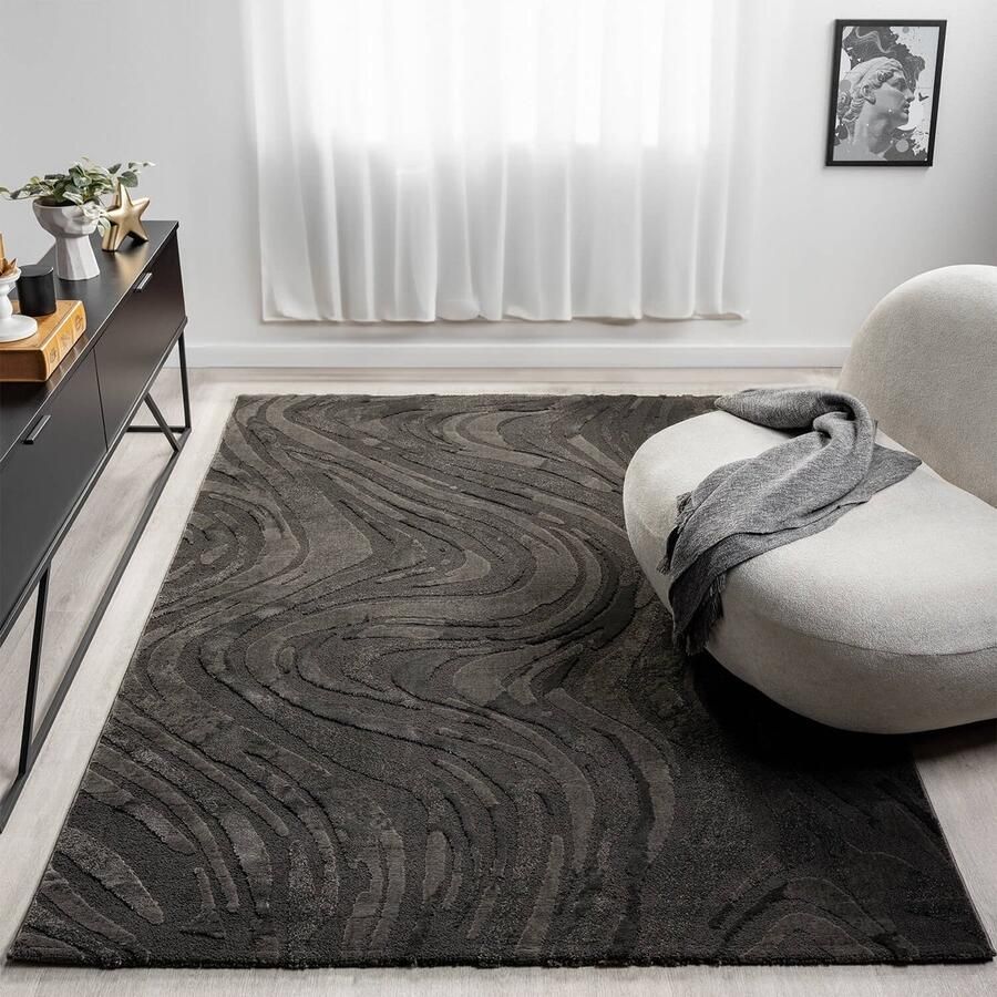 Flycarpets Petronia Modern Vloerkleed Antraciet 160x230 cm