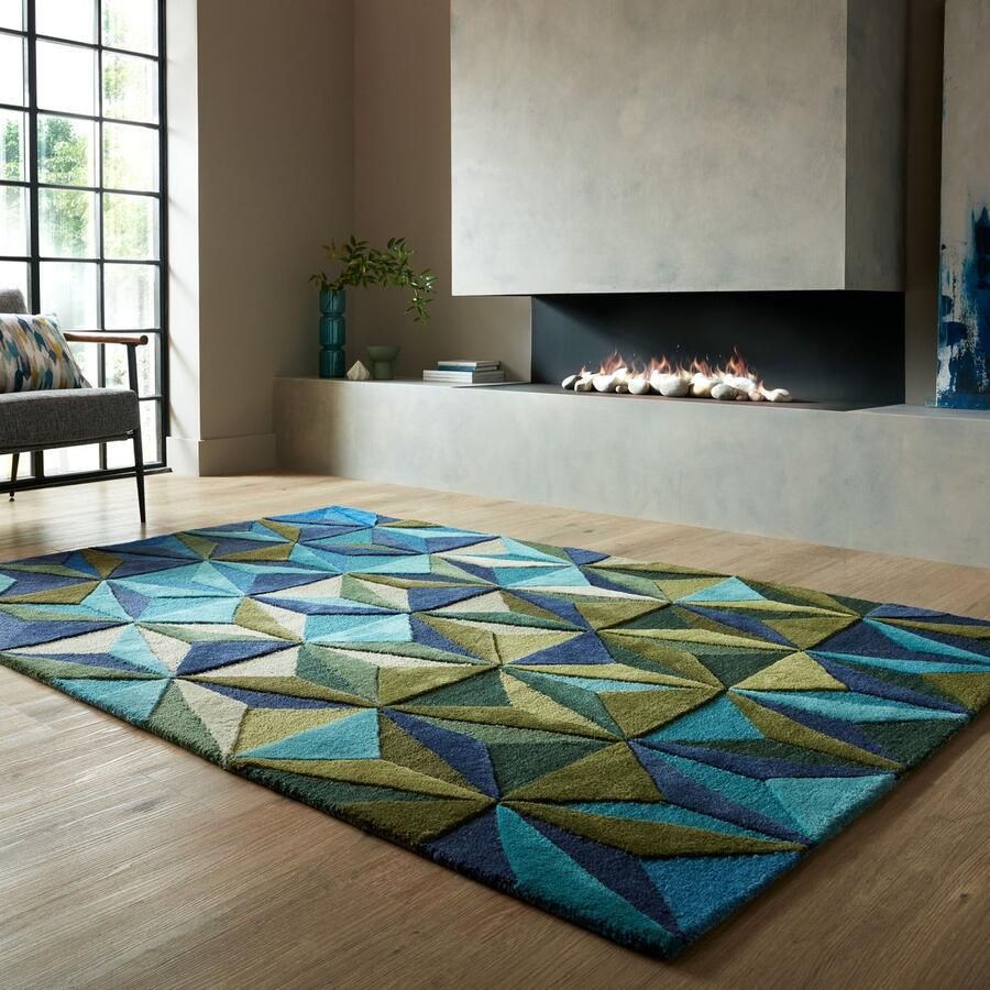 Flycarpets Reverie vloerkleed Laagpolig 100% Wol Modern Blauw 160 x 230 cm