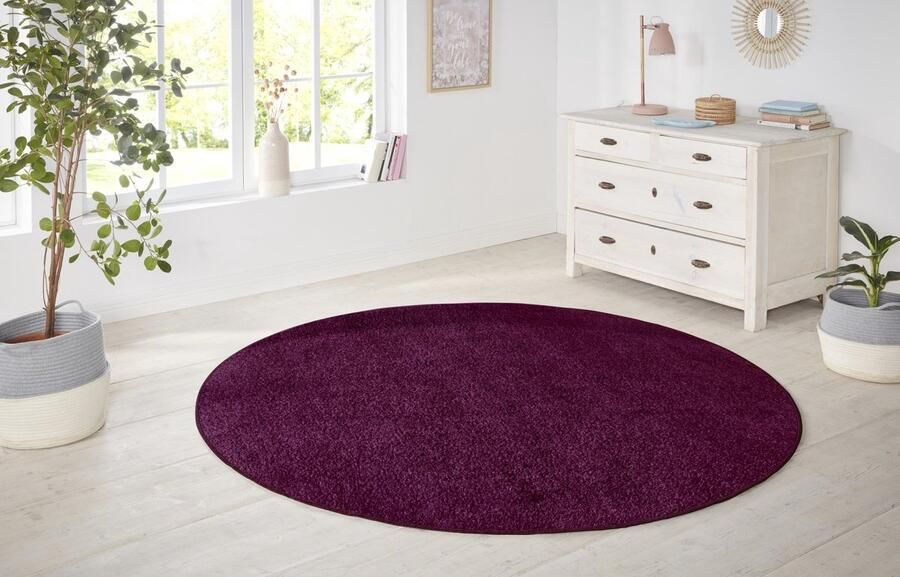 Flycarpets Rond Laagpolig Effen Uni Vloerkleed Nasty Blackberry 200cm rond Ø