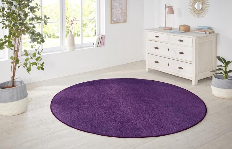 Flycarpets Rond Laagpolig Effen Uni Vloerkleed Nasty Paars 200cm rond Ø