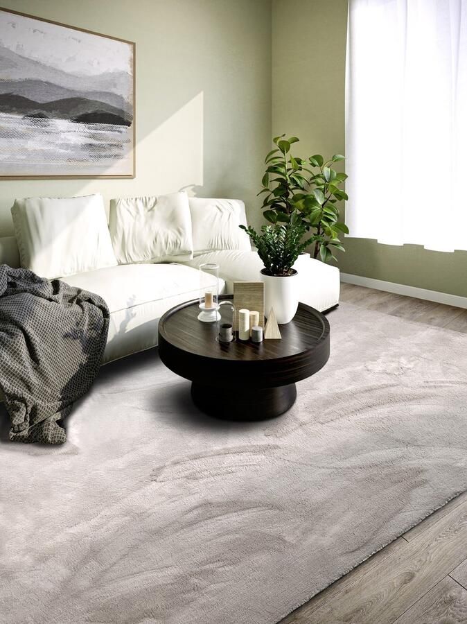 Villeroy & Boch Flycarpets Hoogpolig vloerkleed Leon Lichtgrijs 200 x 290 cm