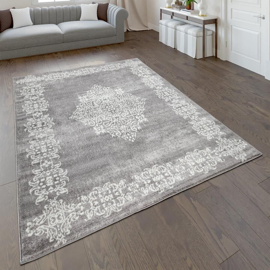 Flycarpets Sinovo Vintage Vloerkleed Grijs Laagpolig Tapijt Loper 80x150 cm