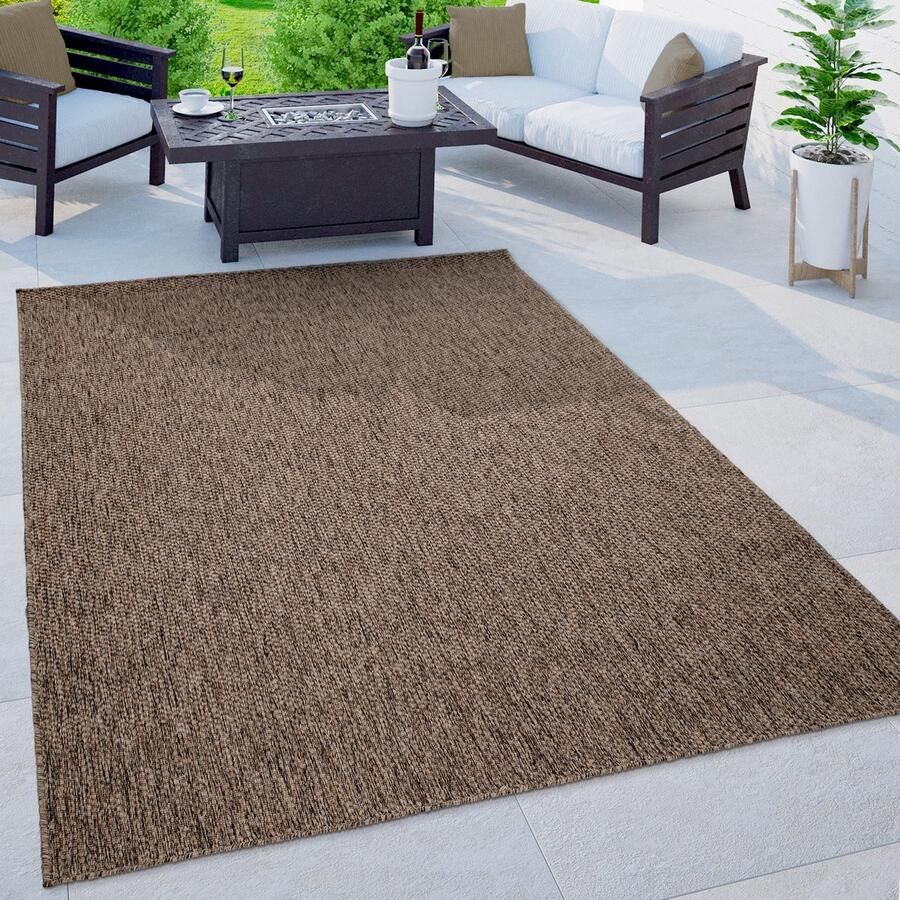Flycarpets Veniro Effen Binnen en Buitenkleed Taupe 240x340 cm Laagpolig Vloerkleed Buiten Tuinkleed Tuintapijt