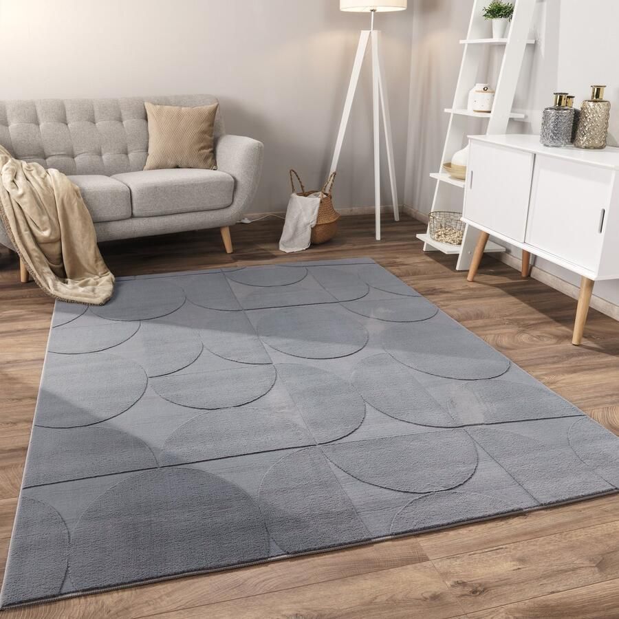 Flycarpets Zacht fluffy vloerkleed Lely Modern Antraciet 240x340 cm Laagpolig Tapijt Woonkamer Slaapkamer Kinderkamer